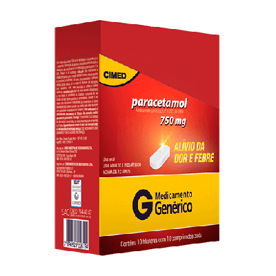 Paracetamol 750mg 10cpr cimed, 750 mg c/ 10 cp rev